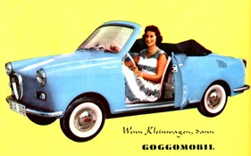 Goggomobil Cabriolet (1958) - das Cabriolet schaffte es nie in die Serie - Abbildung aus einem Verkaufsprospekt von 1958