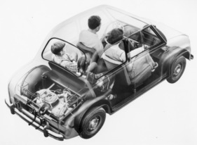 Goggomobil T 250 (1956) - Röntgenblick durch das Goggomobil - gute Raumökonomie für zwei Erwachsene, zwei Kinder und Gepäck
