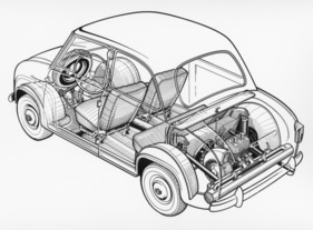 Goggomobil T 250 (1958) - Skizze lässt durch das Goggomobil durchblicken