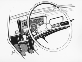 Goggomobil T 600 (1958) - Skizze - Lenkrad und Amaturenbrett