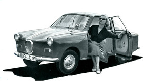 Goggomobil TS 250 (1956) - elegantes Kleinstcoupé ziert auch die Frau von Welt - Abbildung aus einem Verkaufsprospekt