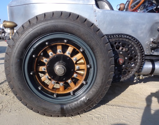 Kettenbetriebene Hinterachse des ALF Boattail von 1914 am Römö Motorfestival 2016