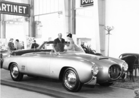 Lancia Aurelia PF 200 (1953) - leicht modifizierte Roadster-Variante, gezeigt in Genf im Jahr 1953