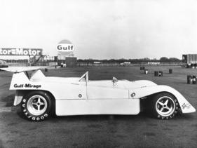 Mirage M6 (1972) - Werksfoto des neu eingeführten 3-Liter Gulf Mirage M6 - hier noch während den Testtagen vor Sebring (12 Stunden von Sebring 1972)