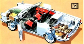 NSU Spider (1964) - Durchsichtszeichnung - Abbildung aus dem Verkaufsprospekt