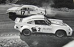 Porsche 911S (1977) - Gegenverkehr für Paul Newman im Porsche 911S - Um ein Haar wäre er mit dem spulenden Chevrolet Nova von Tim Chitwood und Vince Gimondo kollidiert (12 Stunden von Sebring 1977)