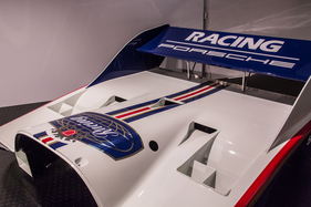 Porsche 956 (1982) an der Porsche Soundnacht 2016 - Heckverkleidung