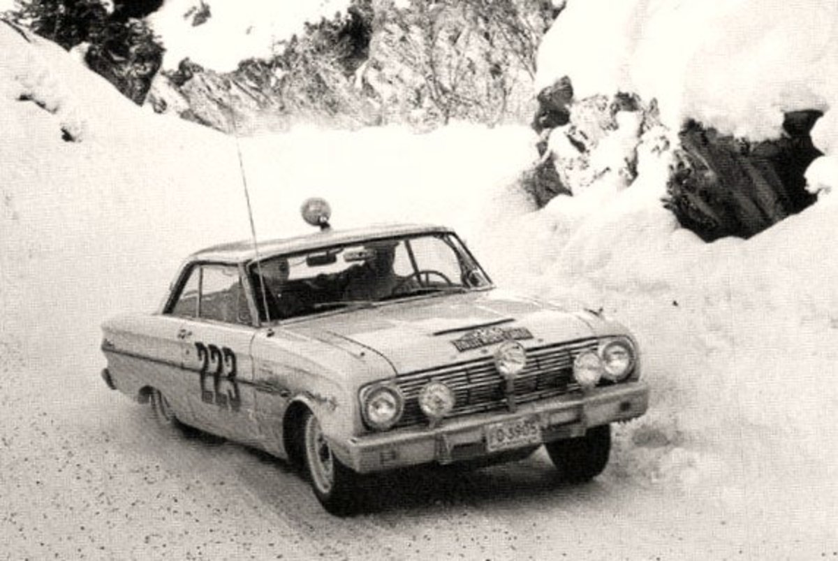 Rallye Monte Carlo 1963 - Ljungfeldt/Sager erreichen im Ford Falcon 4,2-Liter den zweiten Platz (hier am Col St. Roche)