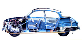 Saab 96 (1960) - Technik sichtbar gemacht, Abbildung aus dem Verkaufsprospekt von 1960