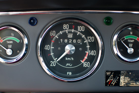 Saab 96 V4 Deluxe (1969) - Tacho bis 160 kmh, Schaltinstruktionen daneben