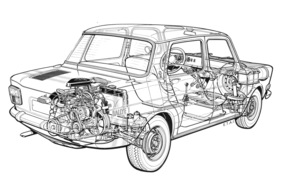 Simca 1000 Rallye 1 (1972) - Durchsichtszeichnung