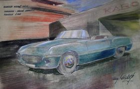 Skoda 440 Spartak Karosa (1956) - Entwurfszeichnung von Otakar Diblik Skoda 440 Spartak Karosa (1956) - Entwurfszeichnung von Otakar Diblik