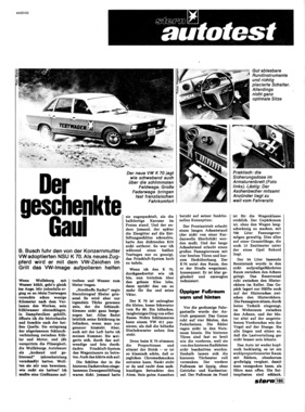 VW K 70 (1971) - Werbung in Deutschland - der Stern-Test von B. Busch