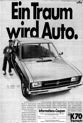 VW K 70 (1971) - Werbung in der Schweiz - ein Traum von Auto
