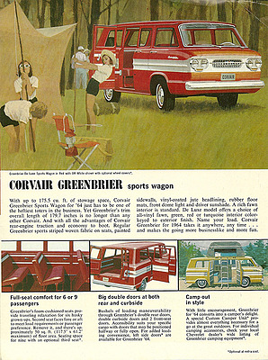 Verkaufsprospekt des Chevrolet Corvair Greenbrier Sportswagon (1963) - Fahrzeug wird unter Lot 049 an der Versteigerung der Oldtimer Galerie Toffen vom 26. November 2011 angeboten