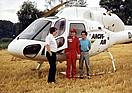 Weltmeister an Bord - Niki Lauda und Alain Prost lassen sich 1989 nach dem Hockenheim-GP im Arcus-Heli nach Frankfurt zu ihren eigenen Fliegern shutteln