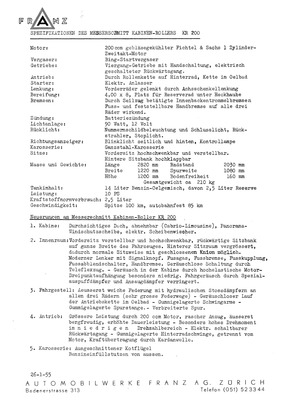 Messerschmitt KR 200 von 1955 - Technische Daten Messerschmitt KR 200 von 1955 - Technische Daten
