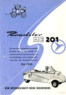 Messerschmitt ME 201 Roadster von 1957 - Prospekt Messerschmitt ME 201 Roadster von 1957 - Prospekt