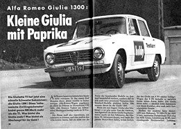 Testbericht: Test Alfa Romeo Giulia 1300 - mit Paprika - Heft 22/1964 - Seiten 82 und 83