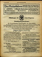 Seite 1 von ADAC Motorfahrer Nr. Doppelausgabe 48--49 / 1918 vom 30.11