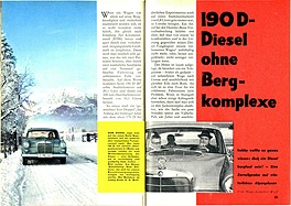 Testbericht: Mercedes-Benz 190D - Diesel ohne Bergkomplete - Hobby 6/1962 - Seiten 24 und 25
