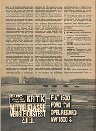 Testbericht: Mittelklasse-Vergleichstest - Fiat 1500, Ford 17M, Opel Rekord, VW 1500S; 2.Teil (auto motor und sport / Nr. 1 / 1964 - Seite 16)