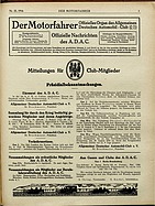 Seite 1 von ADAC Motorfahrer Nr. 35 / 1916 vom 26.08