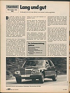 Testbericht: Lang und gut - Kurztest Mercedes 450 SEL (auto motor und sport / Nr. 21 / 1976 - Seite 116)