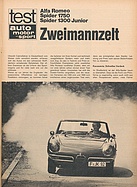 Testbericht: Zweimannzelt - Alfa Romeo Spider 1750 / 1300 Junior (auto motor und sport / Nr. 19 / 1968 - Seite 31)