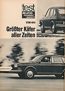 Testbericht: Grösster Käfer aller Zeiten - VW 411 (auto motor und sport / Nr. 22 / 1968 - Seite 26)