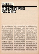 Testbericht: 50'000km Dauertest - Ford 20M TS (auto motor und sport / Nr. 10 / 1967 - Seite 24)