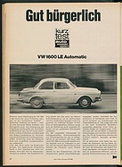 Testbericht: Gut bürgerlich - VW 1600 LE Automatic (auto motor und sport / Nr. 26 / 1969 - Seite 30)
