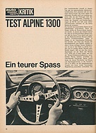 Testbericht: Ein teurer Spass - Test Alpine 1300 (auto motor und sport / Nr. 17 / 1966 - Seite 22)