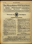 Seite 1 von ADAC Motorfahrer Nr. 23 / 1918 vom 08.06