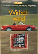 Testbericht: Wirbelwind - Alfa Romeo 2000 Spider (König-Tuning) (auto motor und sport / Nr. 19 / 1972 - Seite 104)