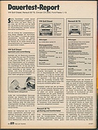 Testbericht: Dauertest-Report - VW Golf Diesel, Renault 30 TS, Citroen CX 2400, Ford Fiesta 1,1S (auto motor und sport / Nr. 4 / 1977 - Seite 68)