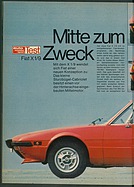 Testbericht: Mitte zum Zweck – Test Fiat X 1/9 (auto motor und sport / Nr. 20 / 1973 - Seite 112)