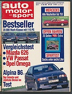 Seite  von Übersicht: auto motor und sport / Nr. 11 / 1992 - Titelseite