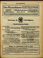 Seite 1 von ADAC Motorfahrer Nr. 40 / 1918 vom 05.10