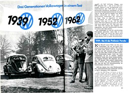 Testbericht: Drei Generationen Volkswagen in einem Test - hobby 13/1964 - Seiten 20 und 21