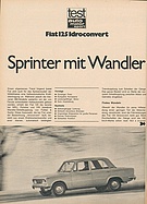 Testbericht: Test Fiat 125 Idroconvert (auto motor und sport / Nr. 6 / 1970 - Seite 108)