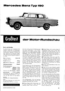 Testbericht: Grosstest Mercedes-Benz 190 - Motor Rundschau 10/1962 - Seite 381