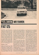 Testbericht: Test Fiat 125 (auto motor und sport / Nr. 9 / 1967 - Seite 29)
