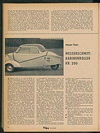 Testbericht: Unser Test - Messerschmitt-Kabinenroller KR 200 (auto motor und sport / Nr. 22 / 1955 - Seite 12)