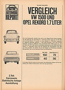 Testbericht: Automobil-Report: Vergleich VW 1500 und Opel Rekord 1,7Liter (2.Teil) (auto motor und sport / Nr. 11 / 1966 - Seite 26)