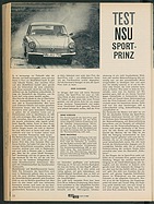 Testbericht: Test NSU Sport-Prinz (auto motor und sport / Nr. 17 / 1960 - Seite 22)