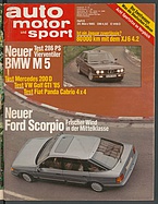 Seite  von Übersicht: auto motor und sport / Nr. 6 / 1985 - Titelseite