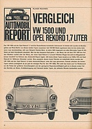 Testbericht: Automobil-Report: Vergleich VW 1500 und Opel Rekord 1,7 Liter (1.Teil) (auto motor und sport / Nr. 10 / 1966 - Seite 32)