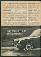 Testbericht: Wir fuhren - Ford Taunus 17M TS mit Scheibenbremsen (auto motor und sport / Nr. 12 / 1962 - Seite 30)