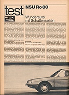 Testbericht: Wunderauto mit Schattenseiten - NSU Ro80 (auto motor und sport / Nr. 3 / 1968 - Seite 20)